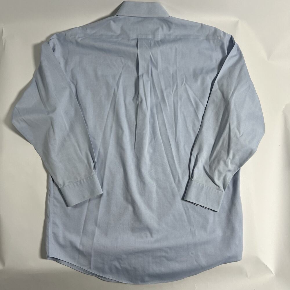 Brooks Brothers Non-Iron Cotton Dress Shirt Blue Solid Point Collar 15.5 34/35 - Picture 6 of 9